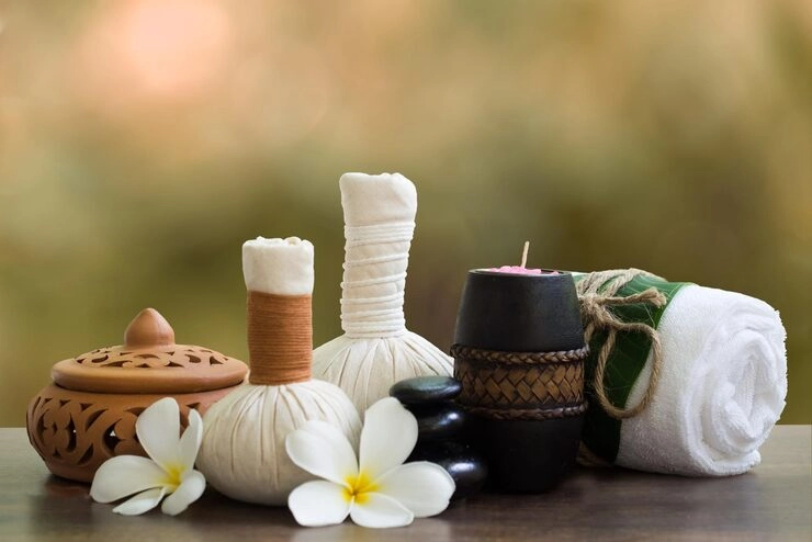 Traditional Balinese massage setup