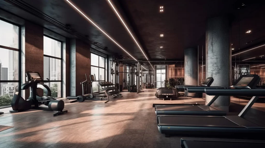 Well-equipped gym interior in Seminyak