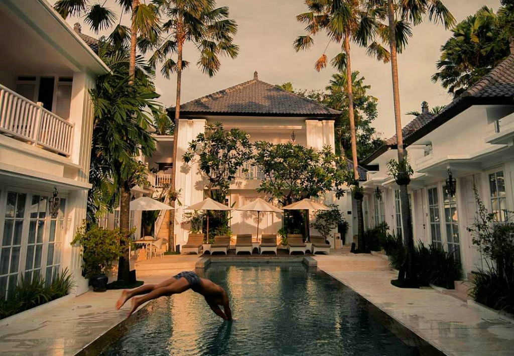 view at the colony hotel bali at sunset hour