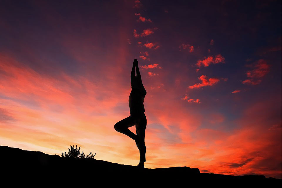 yoga pose with beautiful beackground