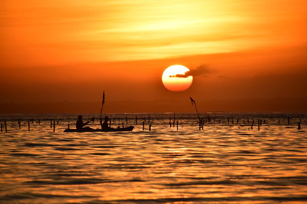 sunset hour in bali beach