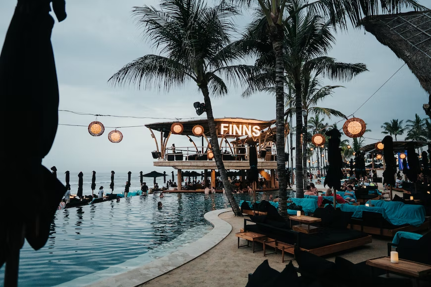 Vibrant pool scene at Finns Beach Club, perfect for Christmas holiday fun