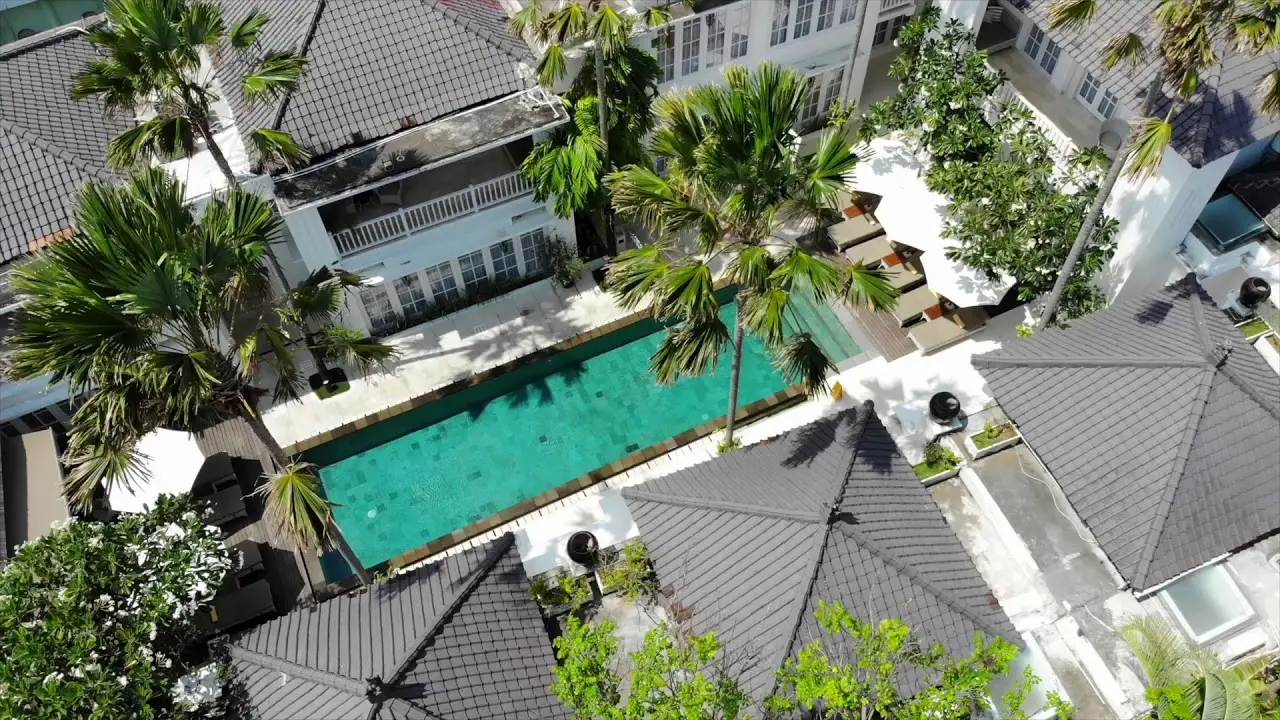 Aerial View of The Colony Hotel Bali, Boutique Luxury Retreat in the Heart of Seminyak