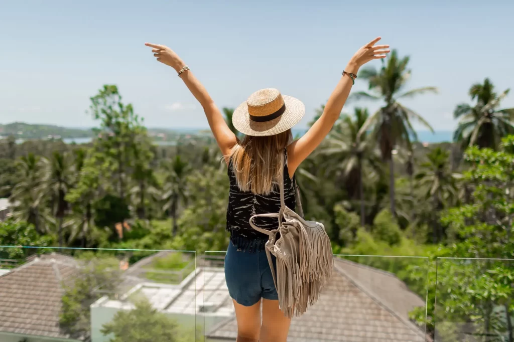 girl holiday in Seminyak, Bali with nice view and weather