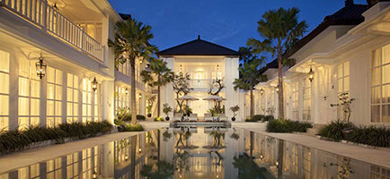 View of the pool by night