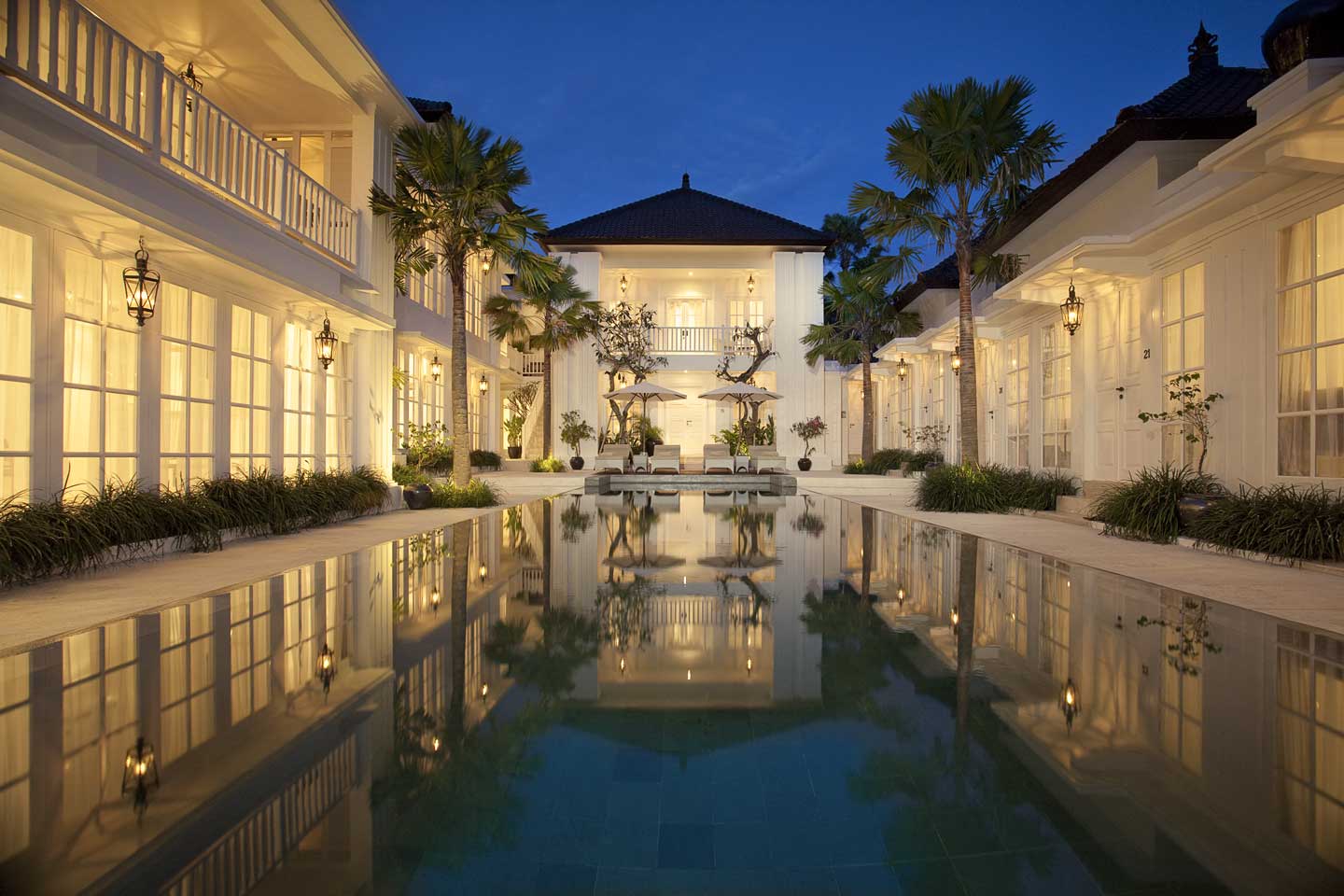 A pool view inside The Colony Hotel