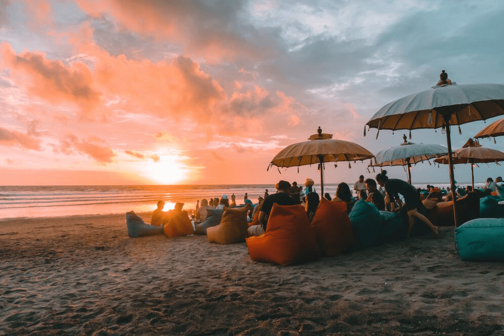 beeautiful sunset at seminyak bali