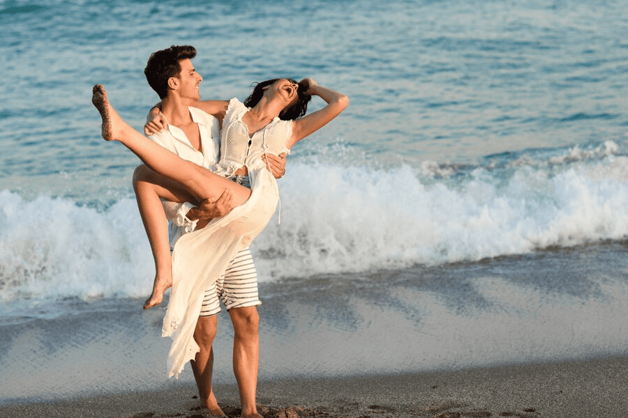 couple enjoy their time at seminyak, bali